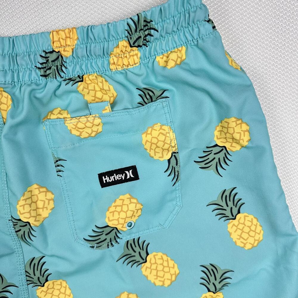 Hurley Shorts Mens XL Blue Pineapple Print Swim Trunks Elastic Waist Tropical - Picture 8 of 10